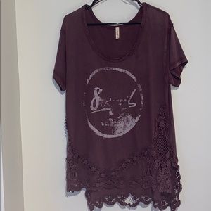 Free People Lace Bottom Graphic Tee